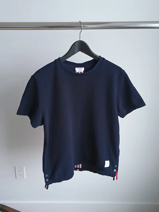 Thom Browne New York Navy Blue Cotton T-Shirt Size 2 - Picture 1 of 7